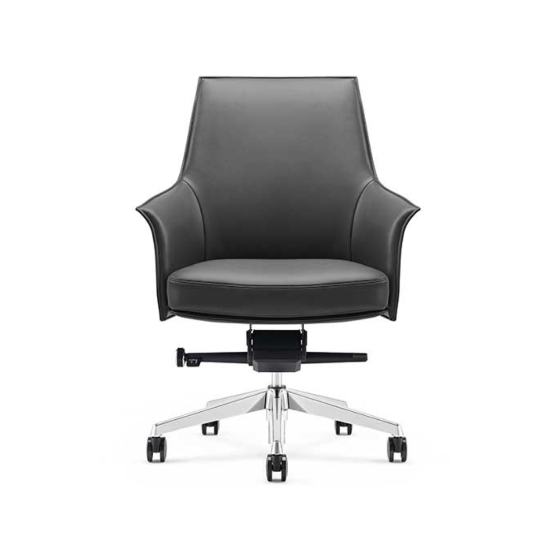 Sillón ejecutivo Dream respaldo bajo y asiento tapizado en piel con base aluminio