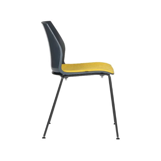 Silla de oficina Kalea 4 puntas con respaldo y asiento en polipropileno o tapizado con base metálica negro