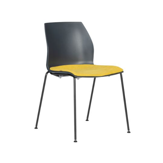 Silla de oficina Kalea 4 puntas con respaldo y asiento en polipropileno o tapizado con base metálica negro