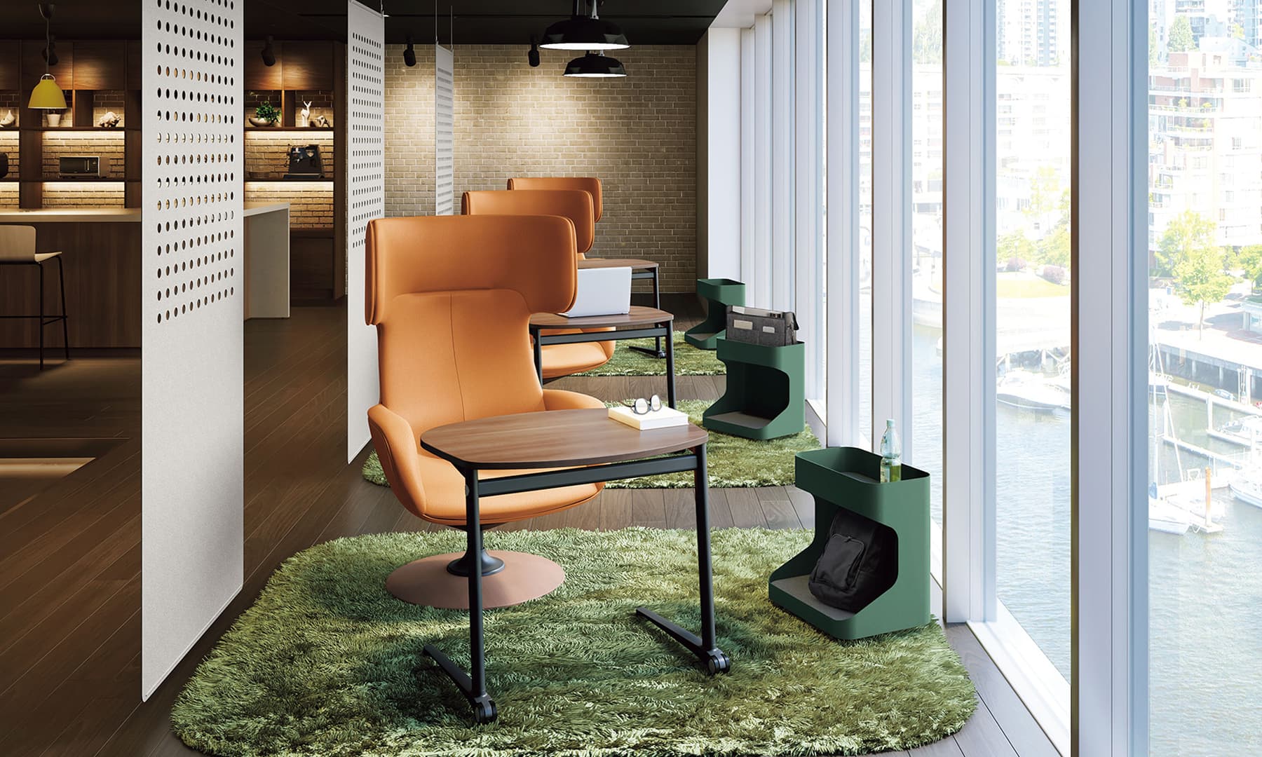 Sillón ejecutivo Lives Work Chair Lounge respaldo y asiento tapizado en tela con base fija nylon