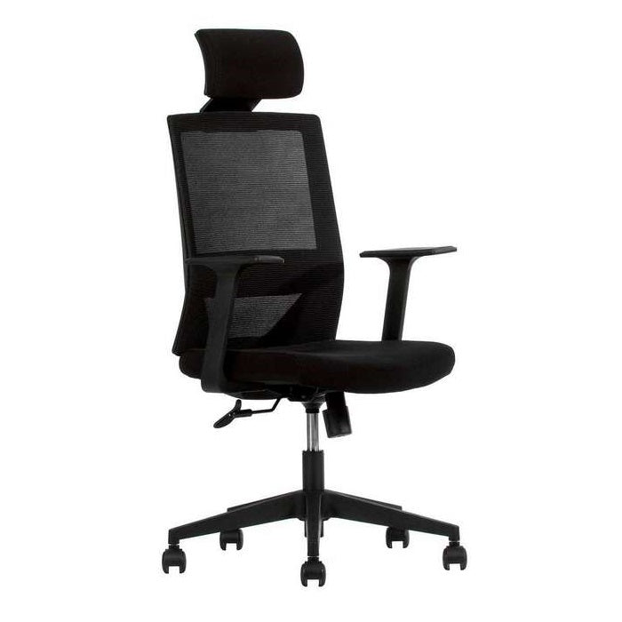 Sillón ejecutivo Vision respaldo alto y asiento negro tapizado en smartmesh con base aluminio/nylon