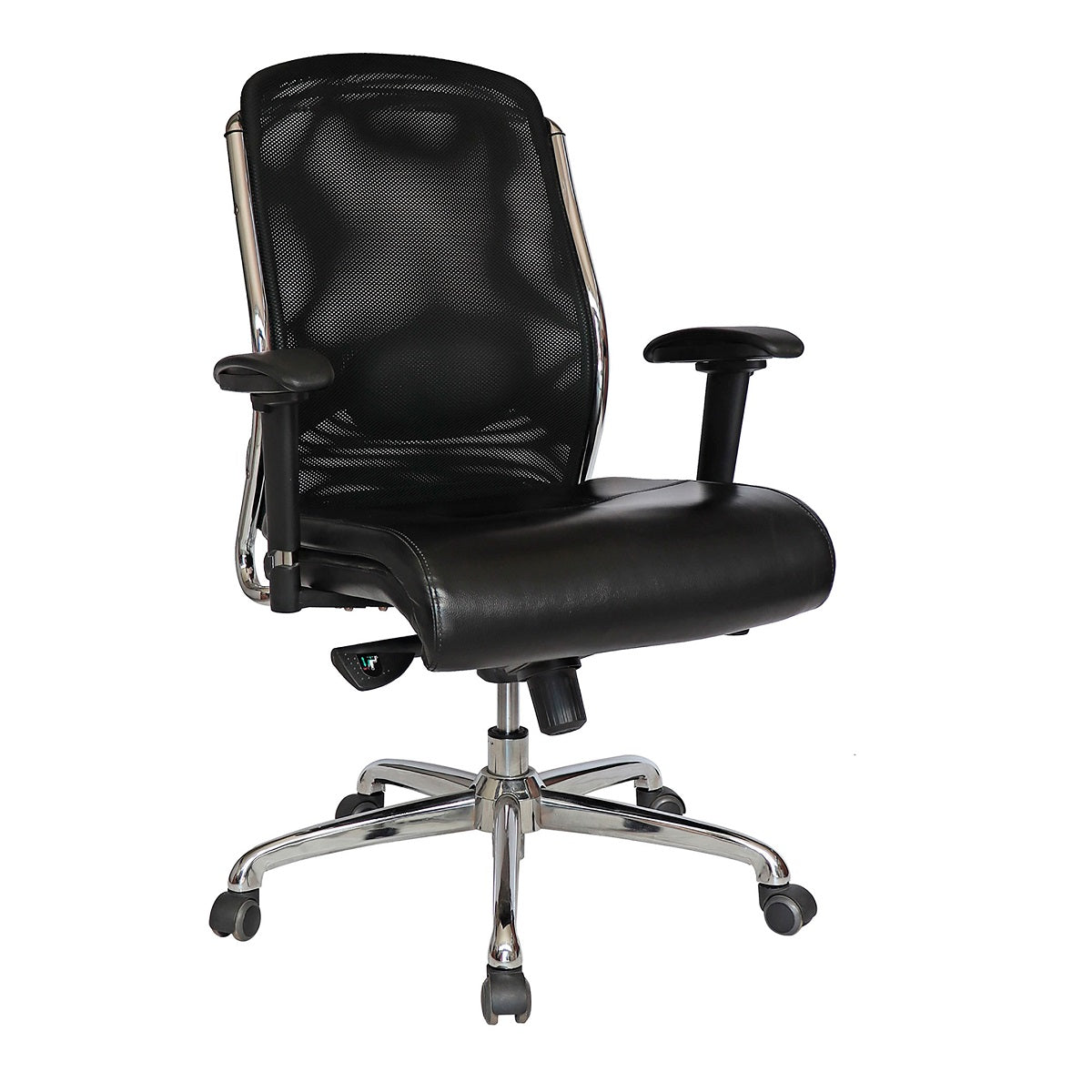 Sillón ejecutivo OHE-193 bajo respaldo tapizado en malla y asiento en tela negro con base cromo