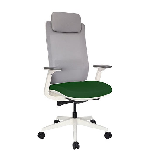 Sillon ejecutivo QUO OHE-805 respaldo y asiento tapizado en malla blanca con base de nylon