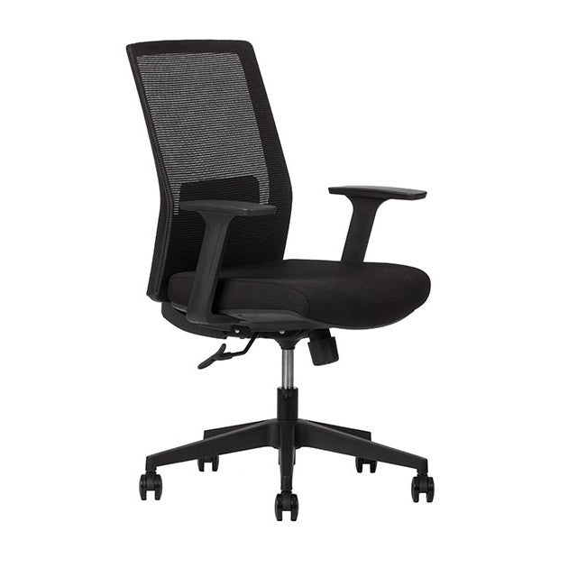 Sillón ejecutivo Artic Black respaldo bajo y asiento negro tapizado en smartmesh con base nylon