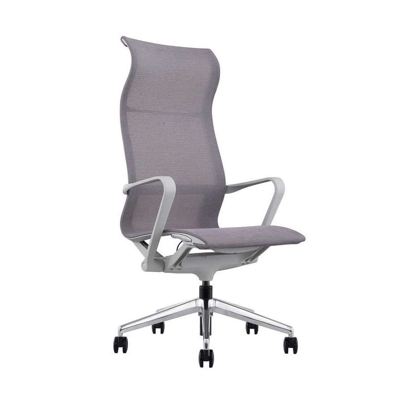 Sillón Ejecutivo Evolution respaldo alto y asiento tapizado en mesh gris con base de aluminio