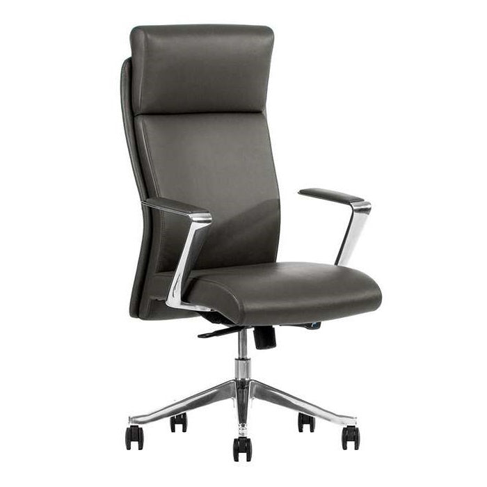 Sillón ejecutivo Ceo respaldo alto y asiento tapizado en piel con base aluminio