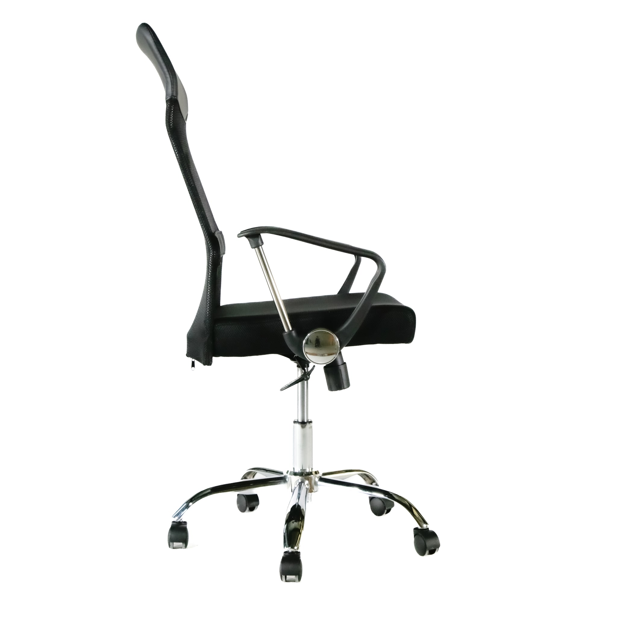 Sillón ejecutivo W1007 respaldo alto tapizado en malla y asiento tapizado en tela con base cromada