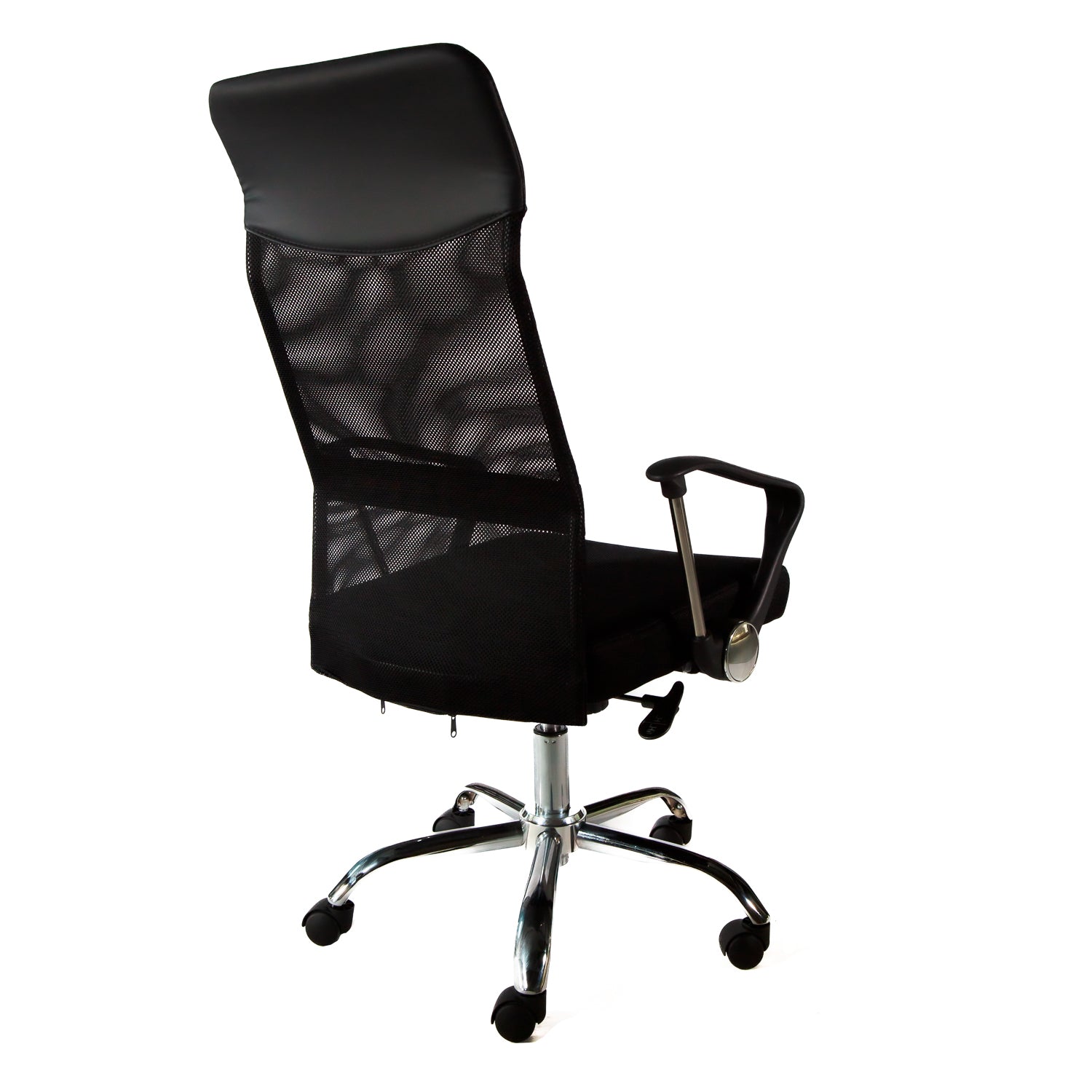 Sillón ejecutivo W1007 respaldo alto tapizado en malla y asiento tapizado en tela con base cromada