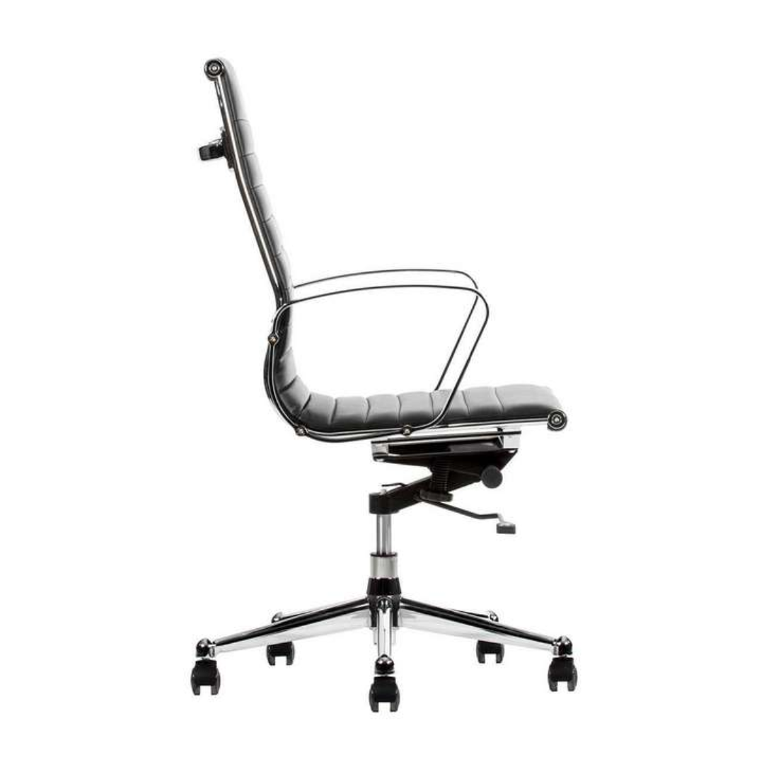 Sillón ejecutivo Skin respaldo bajo y asiento tapizado en tela con base cromo