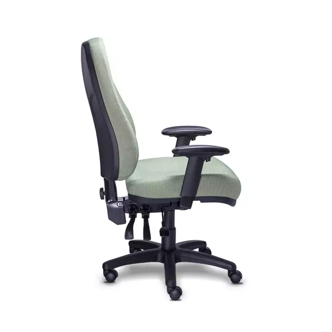 Silla operativa RE-1300 respaldo alto y asiento tapizado en tela con base nylon