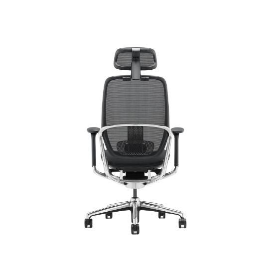 Sillón ejecutivo Legend respaldo alto tapizado en mesh y asiento en tela con base aluminio