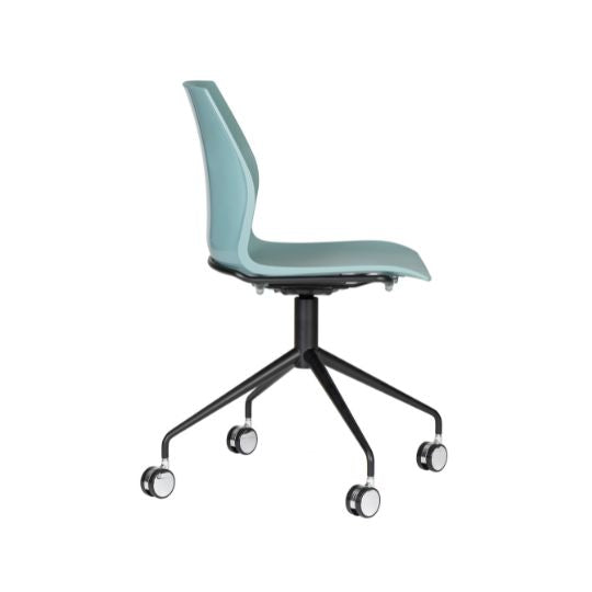 Silla de oficina Kalea rodajas con respaldo y asiento en polipropileno o tapizado con base metálica negro