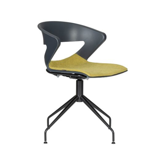 Silla de oficina Kicca Spider con respaldo y asiento en polipropileno o tapizado con base metálica negra