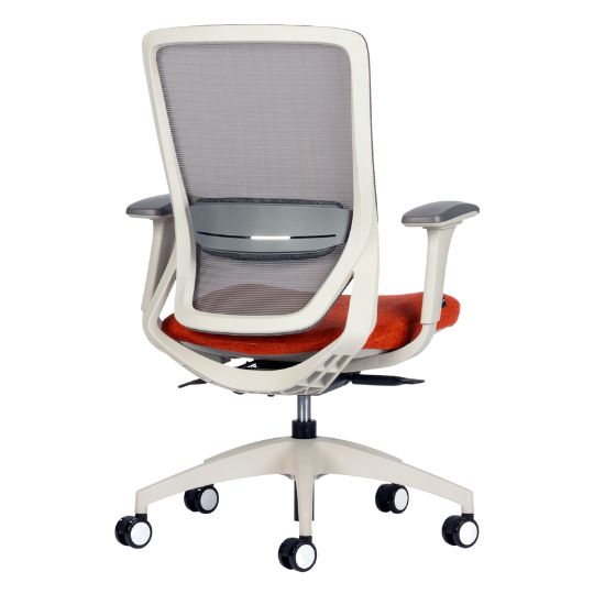 Sillón Ejecutivo Soul White respaldo bajo tapizado en mesh y asiento en tela con base nylon