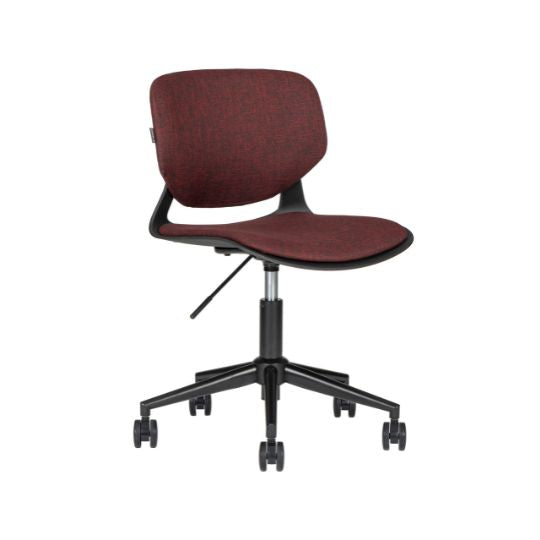 Silla de oficina Vela rodajas con respaldo y asiento en polipropileno o tapizado con base metálica negra