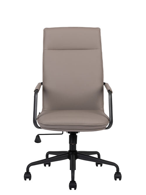 Sillón ejecutivo Bond respaldo bajo y asiento tapizado en technoleather con base metálica.