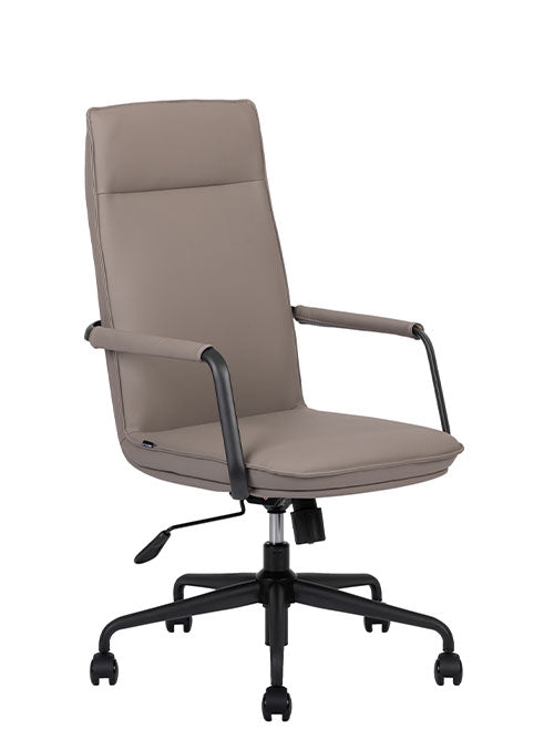 Sillón ejecutivo Bond respaldo bajo y asiento tapizado en technoleather con base metálica.