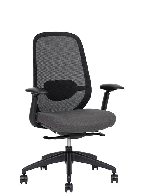 Sillón ejecutivo Spirit express respaldo bajo tapizado en smartmesh y asiento tapizado en tela  con base 5 puntas nylon.