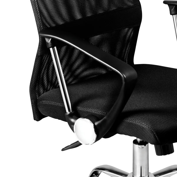 Sillón ejecutivo W1007 respaldo alto tapizado en malla y asiento tapizado en tela con base cromada