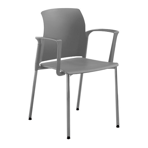 Class silla de 4 patas gris asiento y respaldo en polipropileno con brazos