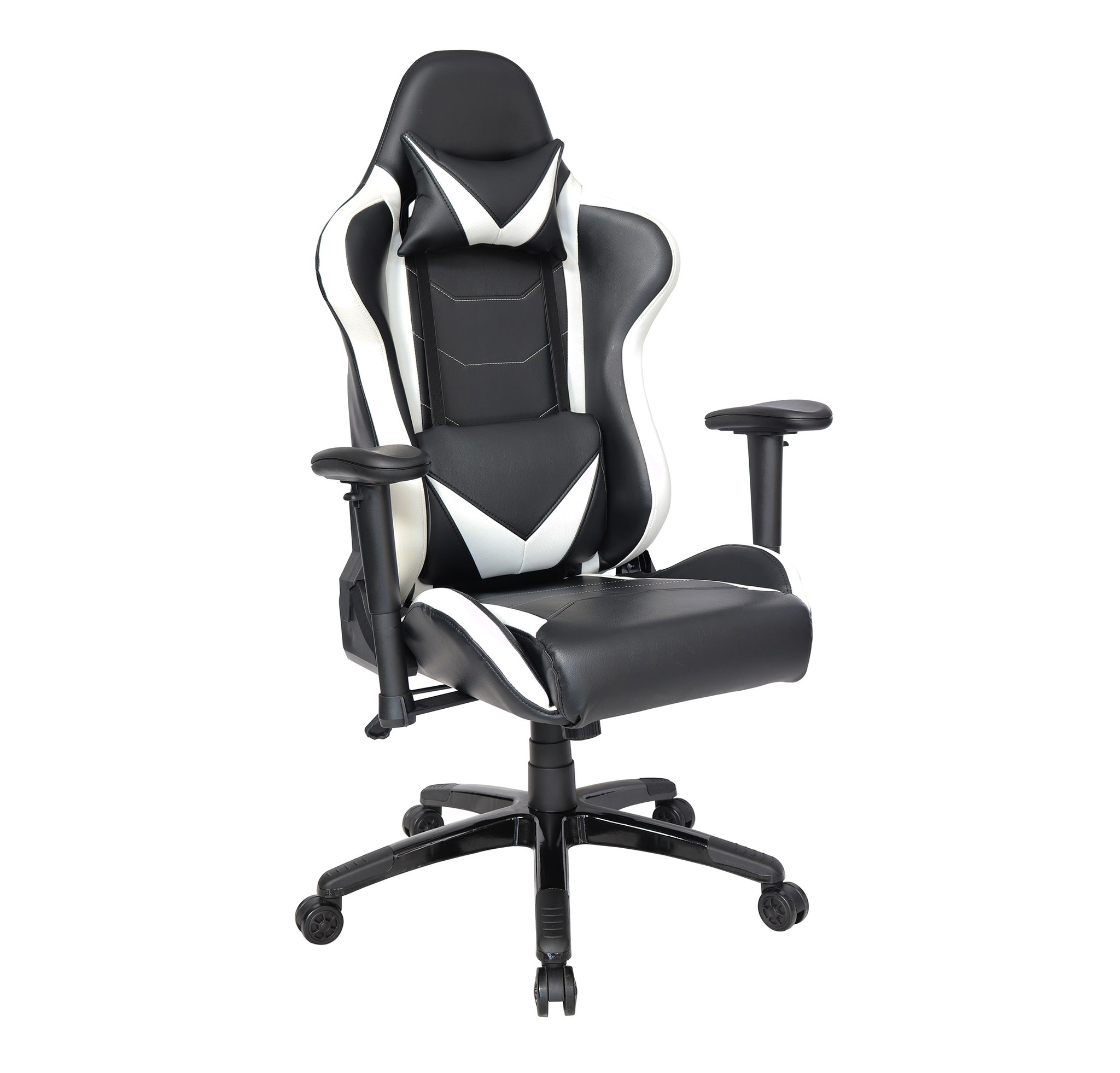Sillón Gamer-002 respaldo y asiento tapizado en leather blanco con base nylon