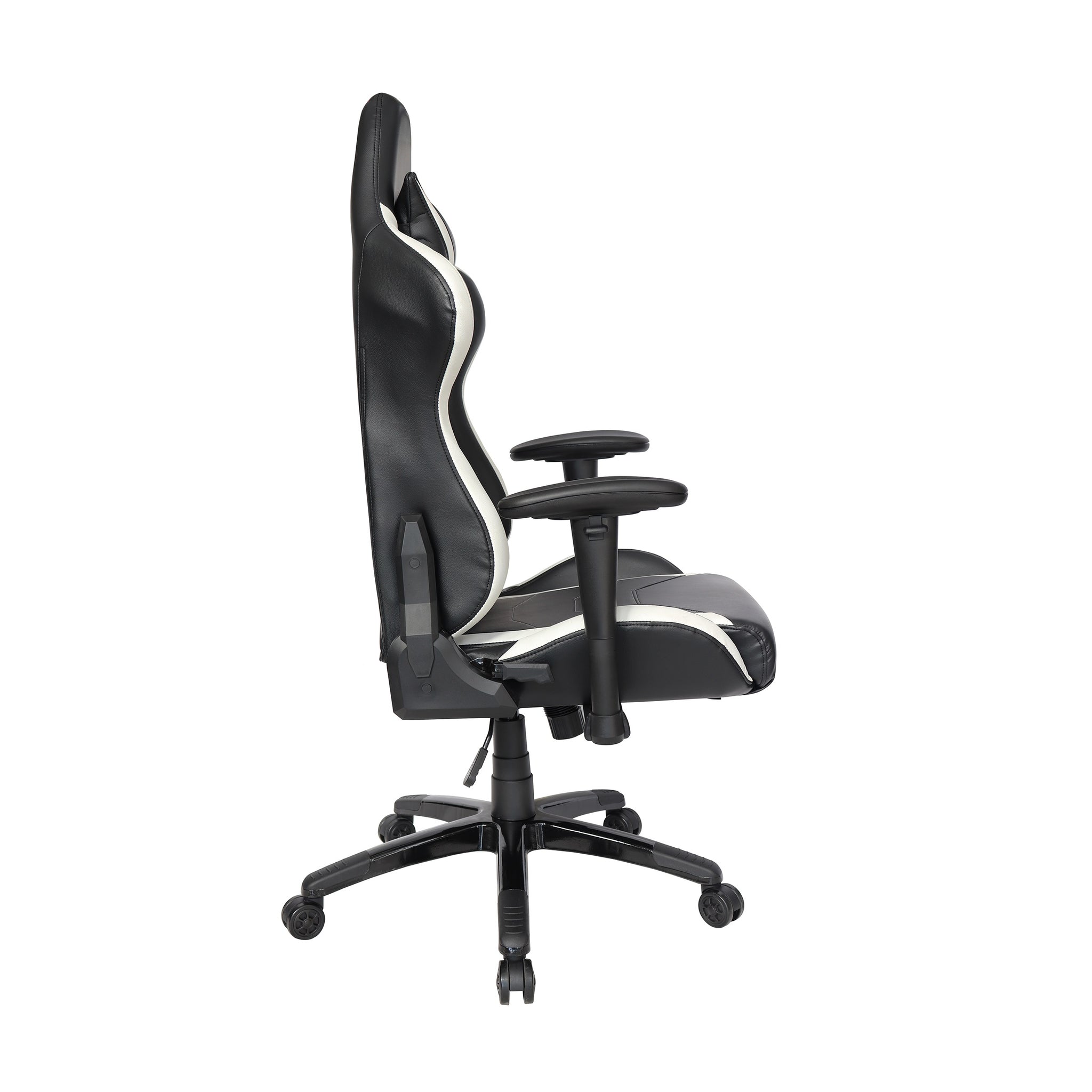Sillón Gamer-002 respaldo y asiento tapizado en leather blanco con base nylon