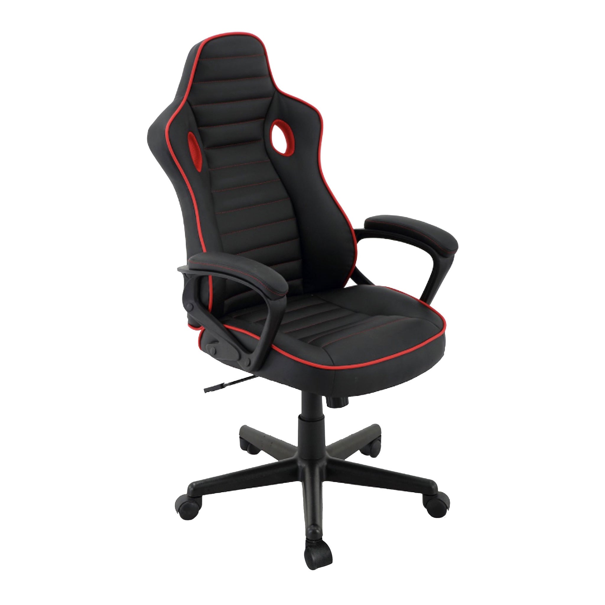 Sillón Gamer-003 respaldo y asiento tapizado leather negro con base nylon