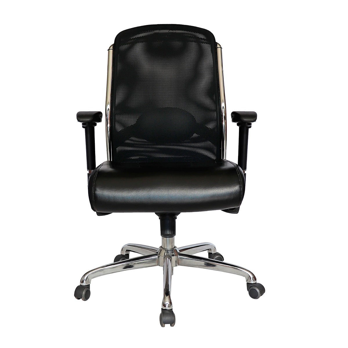 Sillón ejecutivo OHE-193 bajo respaldo tapizado en malla y asiento en tela negro con base cromo