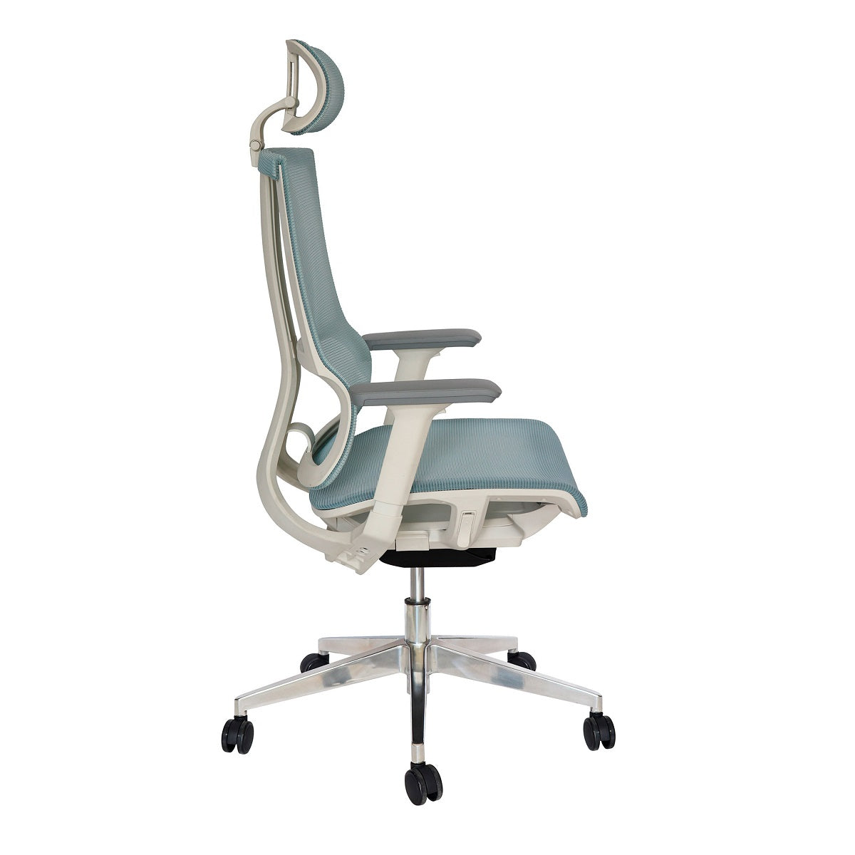 Sillón ejecutivo Dillon OHE-35 respaldo y asiento tapizado en malla blanca con base aluminio
