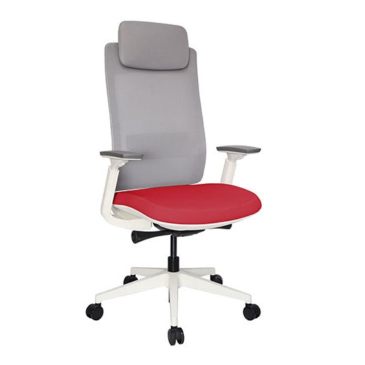 Sillon ejecutivo QUO OHE-805 respaldo y asiento tapizado en malla blanca con base de nylon