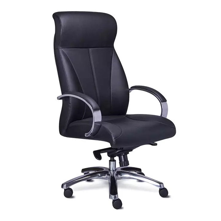 Sillón ejecutivo RP-8000 respaldo alto y asiento tapizado en piel con base de aluminio