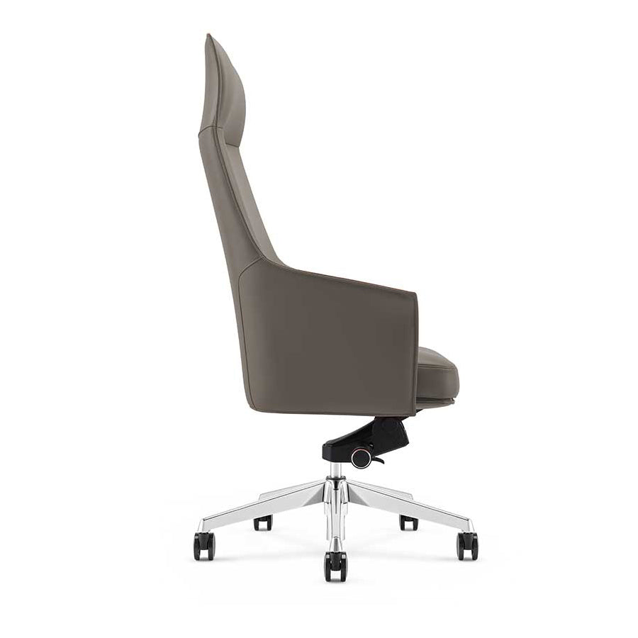 Sillón ejecutivo Dream respaldo alto y asiento tapizado en piel con base aluminio