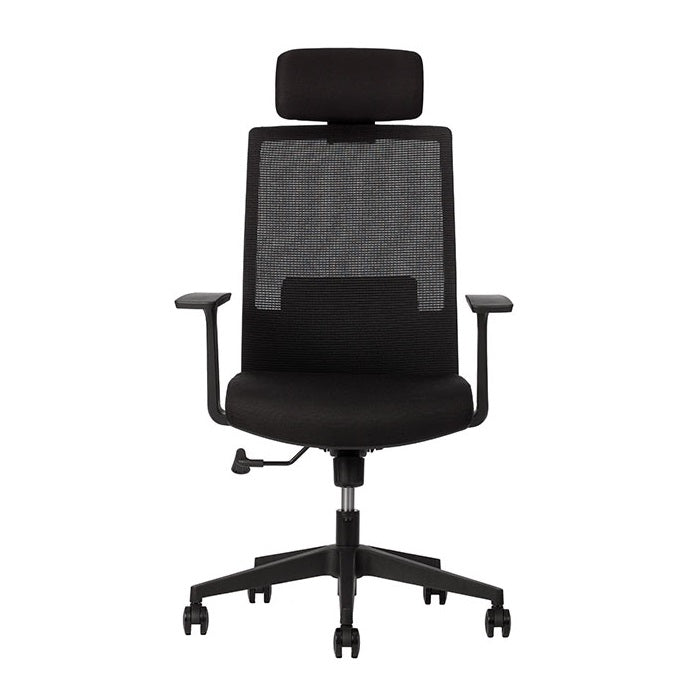 Sillón ejecutivo Artic Black respaldo alto y asiento negro tapizado en Smartmesh con base nylon