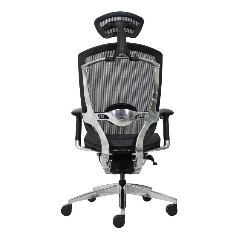 Sillon ejecutivo Advance con cabecera, respaldo y asiento en mesh color Gris ó Negro con base aluminio