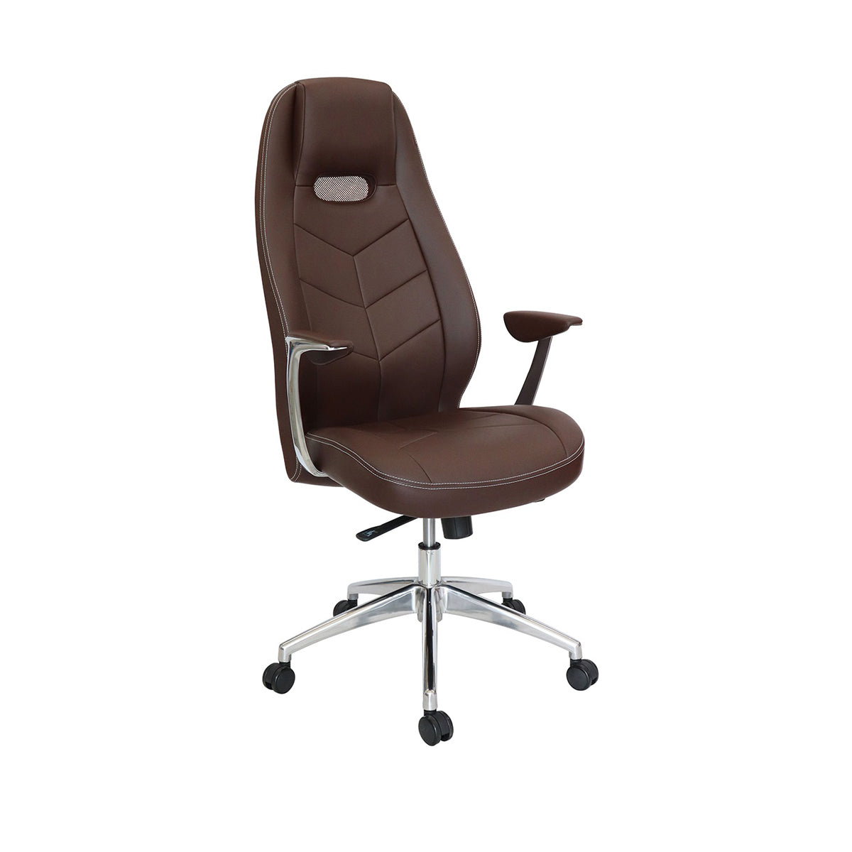 Sillón ejecutivo alufsen OHE-405 respaldo y asiento tapizado en piel con base aluminio