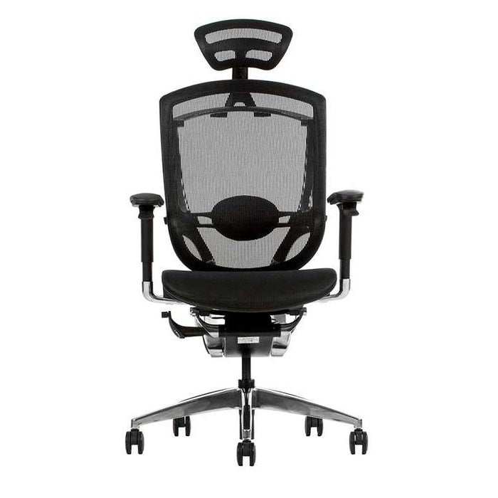Sillon ejecutivo Advance con cabecera, respaldo y asiento en mesh color Gris ó Negro con base aluminio