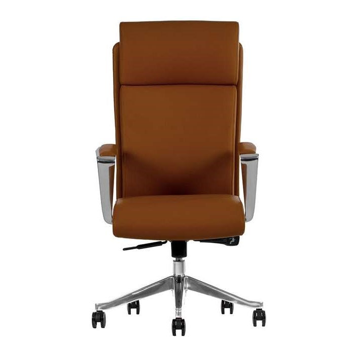 Sillón ejecutivo Ceo respaldo alto y asiento tapizado en piel con base aluminio